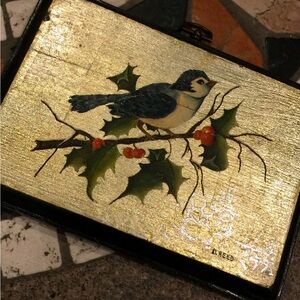 Vintage Bird Painting Wood Wall Art Signed